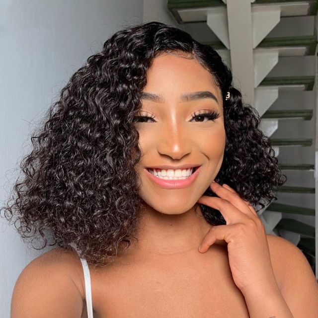 Laborhair Brazilian Curly Short Bob Wigs 100% Human Hair Wigs