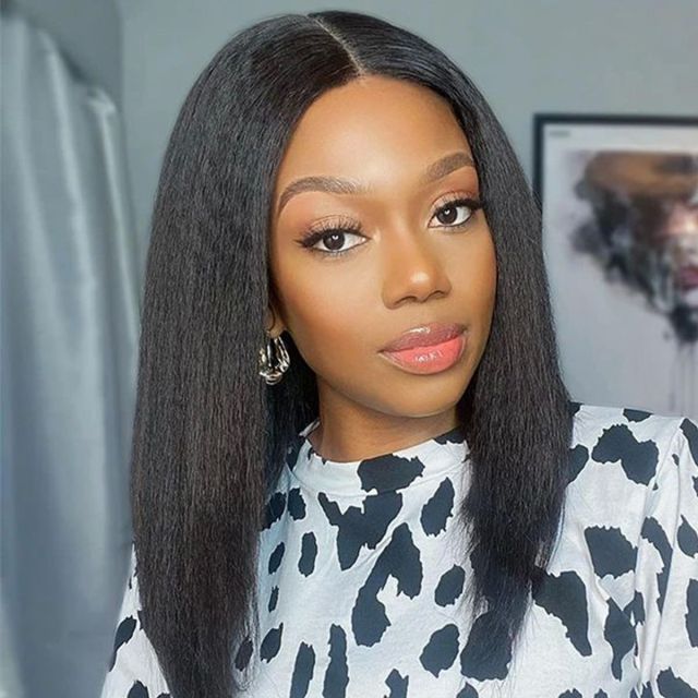 Laborhair U Part Wig Kinky Straight Hair Yaki Bob Wig