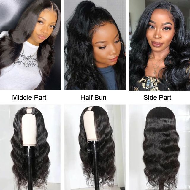 Laborhair Body Wave Human Hair U Part Wigs 150% Density Natural Color Wigs