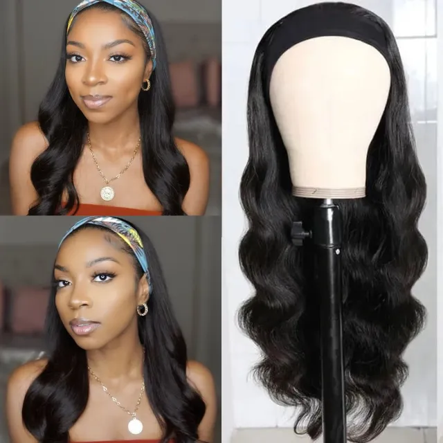 Laborhair New Wig with Headband Body Wave Human Hair Wigs 150% No Gel No Glue Silk Scarf Headband Wigs Glueless lace wig