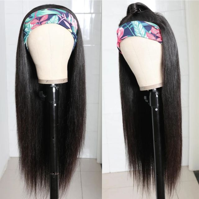 Laborhair New Headband Wig Straight Human Hair Wigs 150% Density Headband Wig With Scarf Glueless wigs