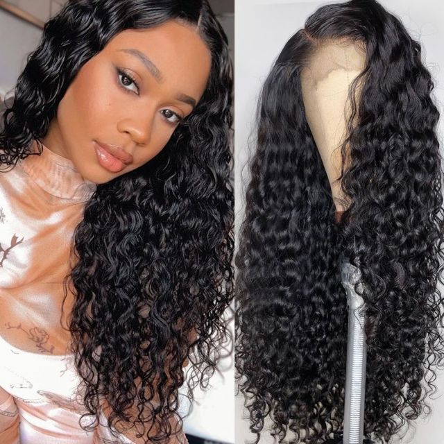 Laborhair 250% High Density Water Wave Human Hair Lace Front Wigs