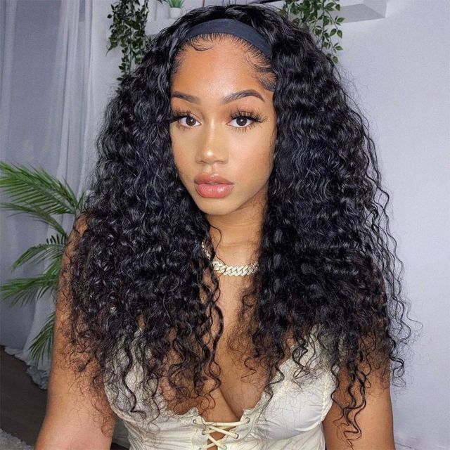 Laborhair Deep Wave Headband Hair Wig Glueless Human Hair Wigs