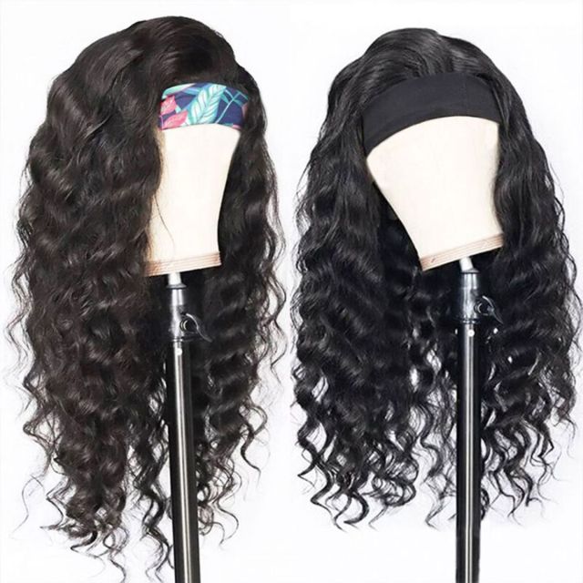 Laborhair Loose Deep Wave Headband Scarf Hair Wig Glueless Human Hair Wigs