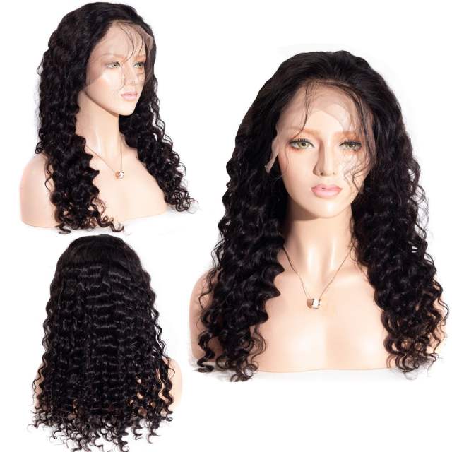 250% High Density Loose Deep Wave Human Hair Lace Front Wigs