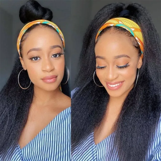 Laborhair Kinky Straight Wigs Headband Silk Wigs Yaki Human Hair Wigs on Headband