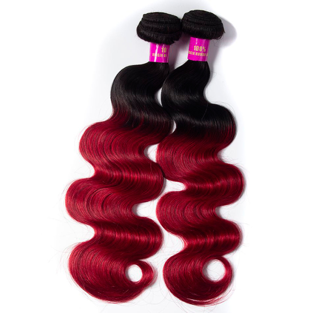 1B/Red Brazilian Body Wave 3 Bundles with Closure for Full Head Sale