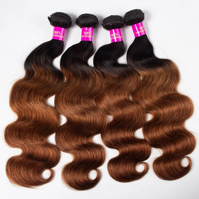 Ombre Hair 1B/30 Brazilian Body Wave 3/4 Bundles Best Hair