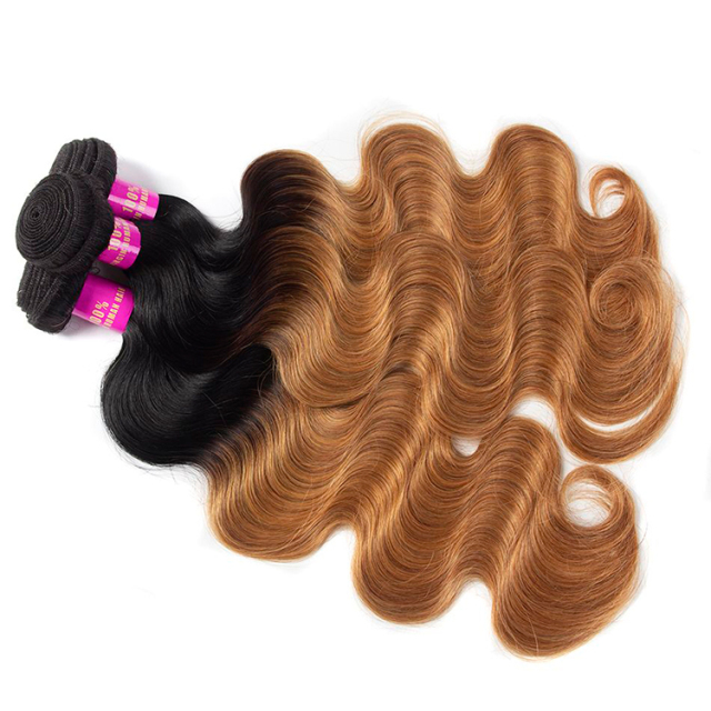 Ombre Color Hair 1B/27 Brazilian Body Wave 3/4 Bundles Best Hair