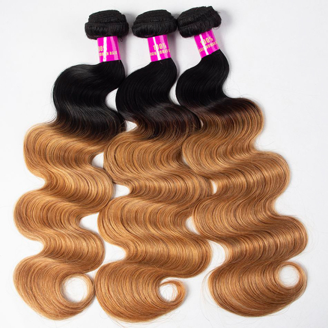 Ombre Color Hair 1B/27 Brazilian Body Wave 3/4 Bundles Best Hair