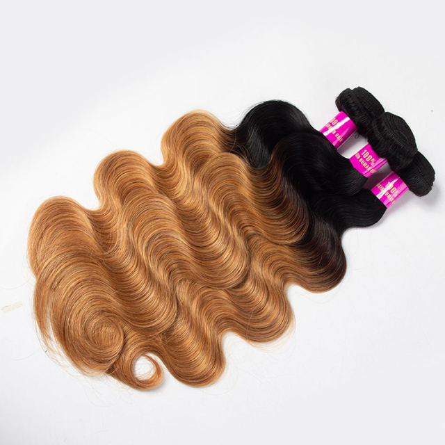 Ombre Color Hair 1B/27 Brazilian Body Wave 3/4 Bundles Best Hair