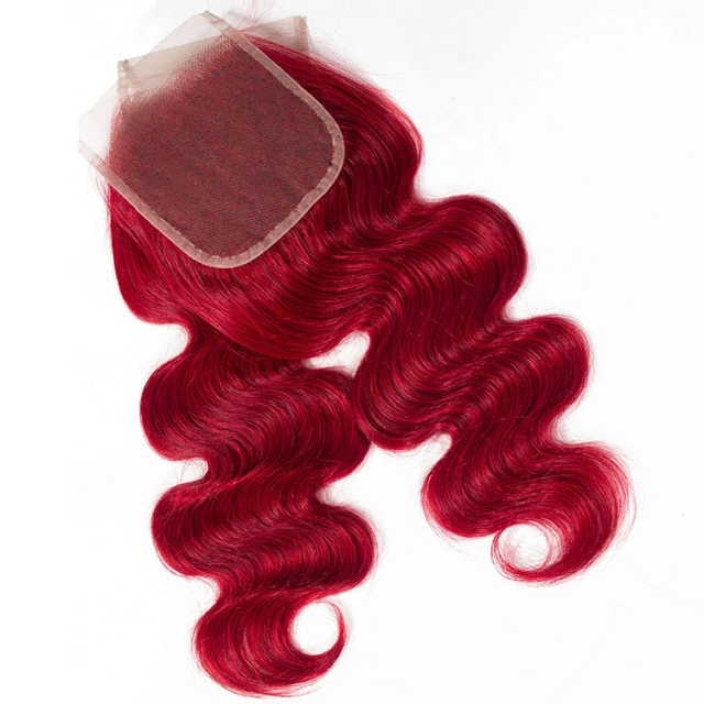 Red Human Hair Brazilian Body Wave 3 Bundles with Closure for Full Head Sale