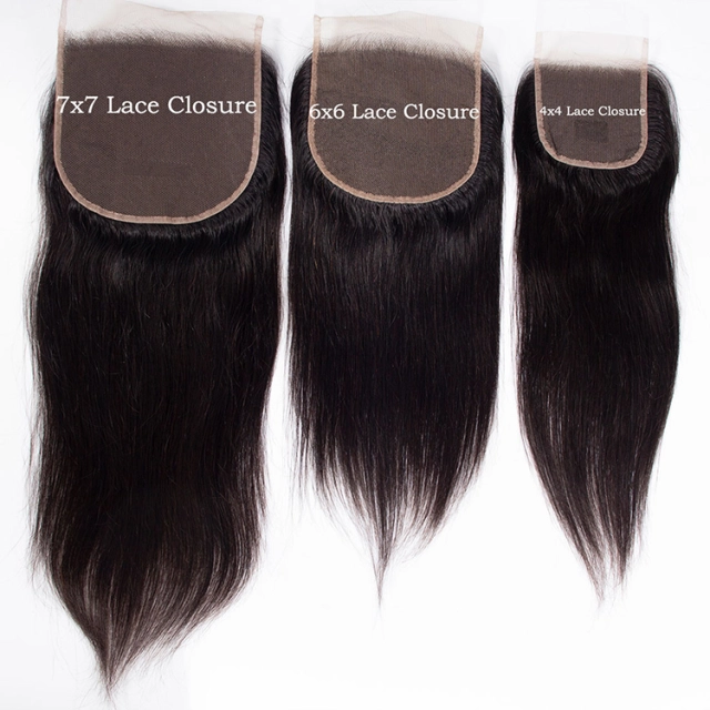 7×7 Lace Closure with Bundles Brazilian Straight Hair