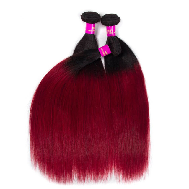 Burgundy Hair Color Brazilian Straight Human Hair Bundles Black Rood Red Color Hair