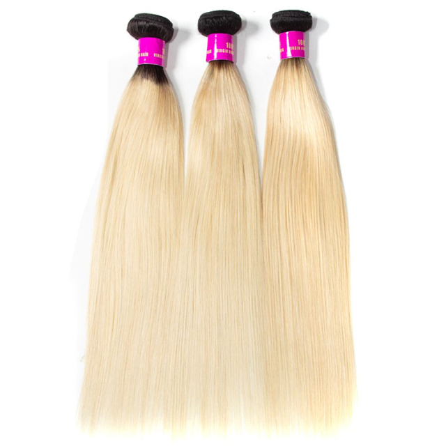 Ombre 1b/613 Honey Blonde Brazilian Straight Human Hair Bundles