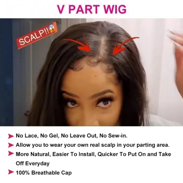 Laborhair Beginner Friendly V Part Human Hair Wigs Body Wave Wig No Leave Out Upgrade U Part 180% Density