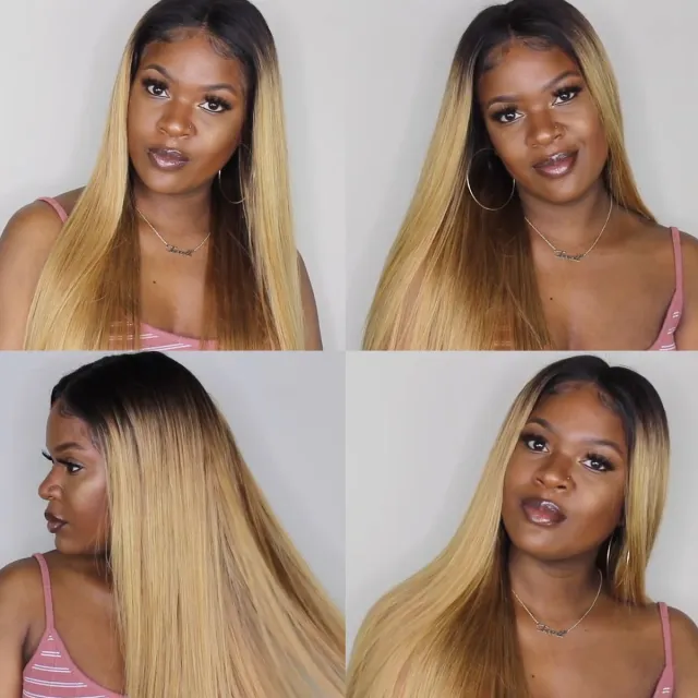 Laborhair 1B27 13×4 Lace Front Wig Straight Virgin Human Hair Wigs 200D