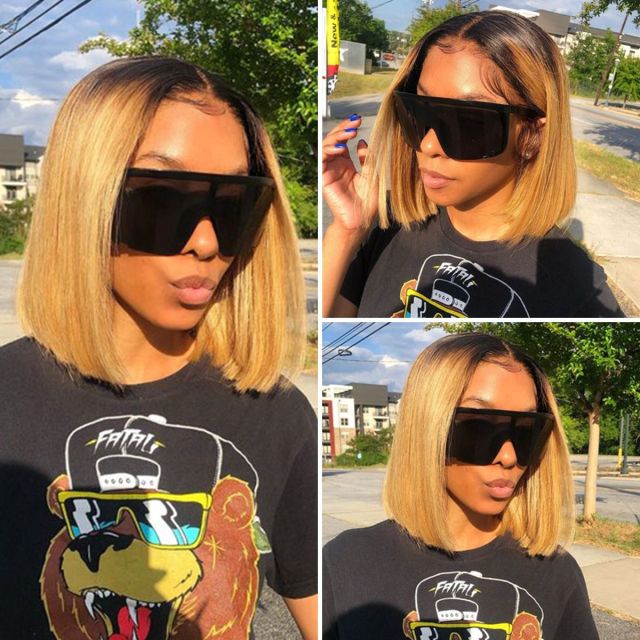 Laborhair Ombre Honey Blonde Straight Hair Lace Front Bob Wigs