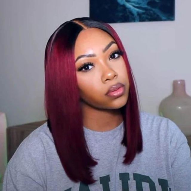 Laborhair 4×4 Lace Closure Wigs Ombre Color 1b/99j Straight Hair Bob Wigs