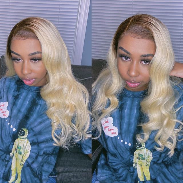 Laborhair 613 Blonde Wig With Dark Roots Human Hair 13×4 Lace Front Wigs