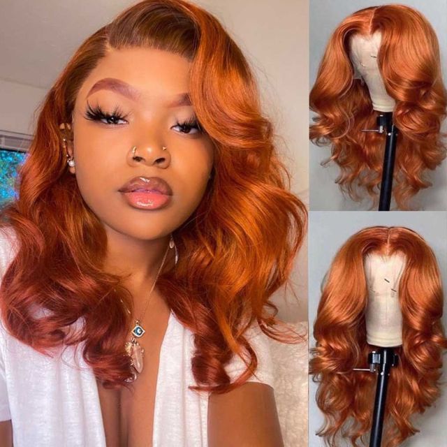 Laborhair Color Orange Ginger Body Wave Lace Front Wig 200% Density