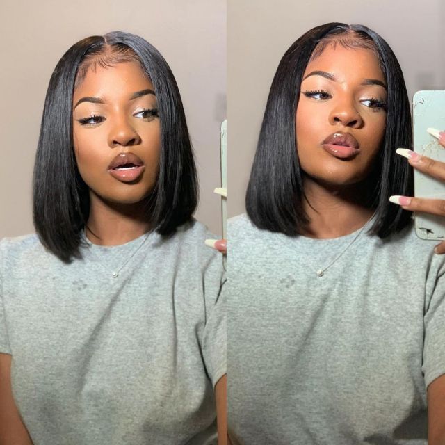 Laborhair Lace Closure Wig Straight Hair Short Bob Wig