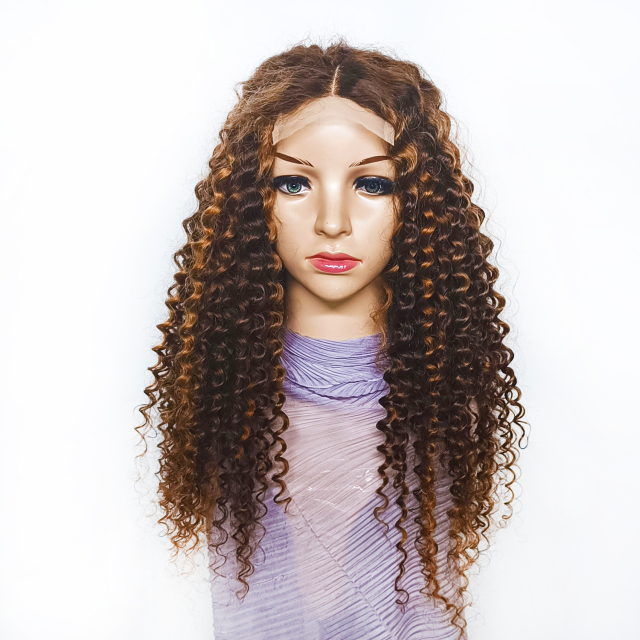 Brazilian Highlight Color Deep Wave Virgin Human Hair Lace Front Wig