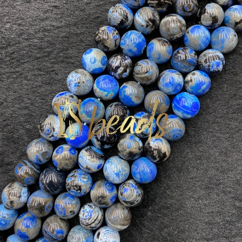 Azure Agate Plain Rounds, 6-14mm