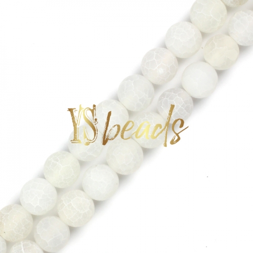 White Cracked Matte/Frosted Agate Rounds, 4-12mm