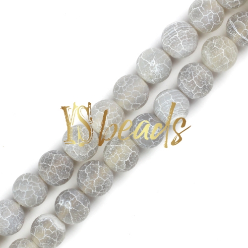 Grey Cracked Matte/Frosted Agate Rounds, 4-12mm