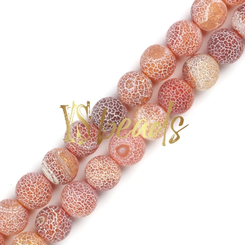Red Cracked Matte/Frosted Agate Rounds, 4-12mm