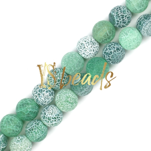 Green Cracked Matte/Frosted Agate Rounds, 4-12mm