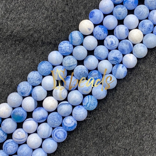 Blue&white Porcelain Agate Plain Rounds, 4-14mm