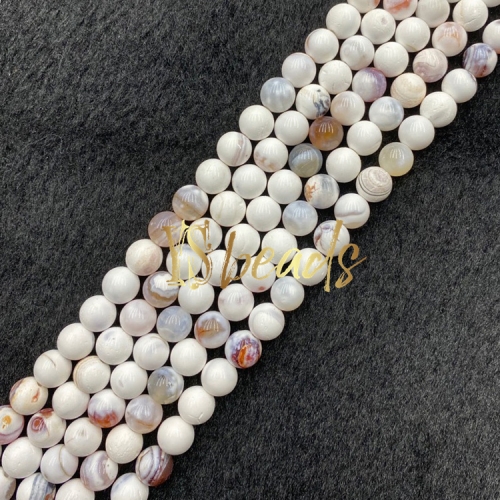 White Porcelain Agate Plain Rounds, 6-14mm
