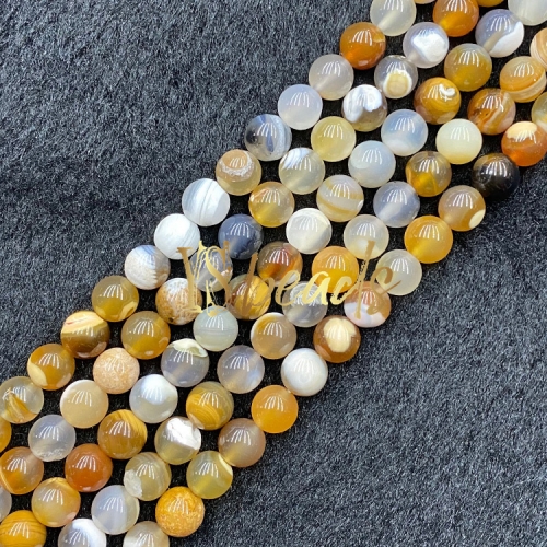 Nature Contrast Agate Plain Rounds, 6-14mm