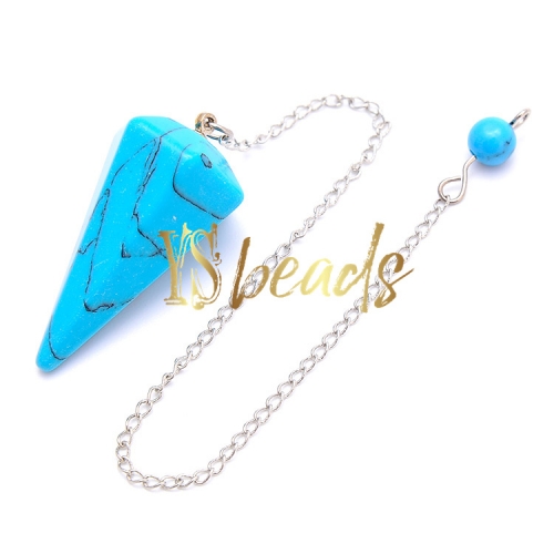 Synthetic Turquoise Hexagonal Point Pendulum, Approx 18x36mm