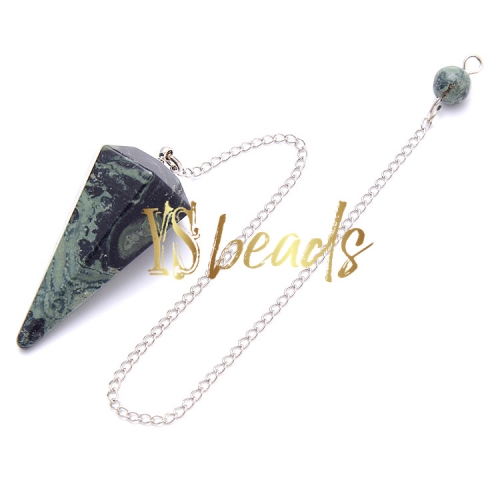 Kambaba Jasper Hexagonal Point Pendulum, Approx 18x36mm