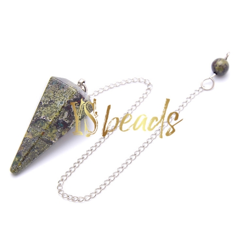 Dragon Blood Jasper Hexagonal Point Pendulum, Approx 18x36mm