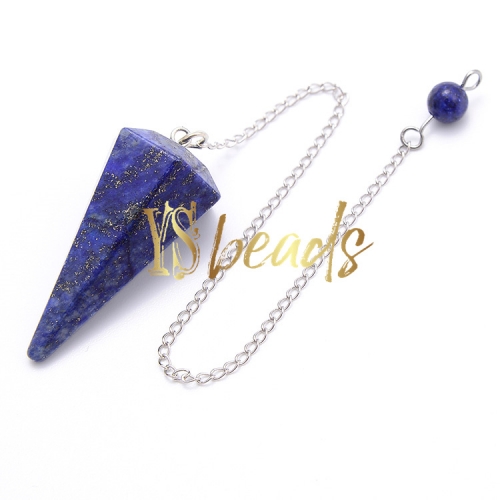 Dyed Lapis Lazuli Hexagonal Point Pendulum, Approx 18x36mm
