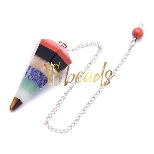 Hexagonal Point Charkra Pencil Pendulum, Approx 18x36mm