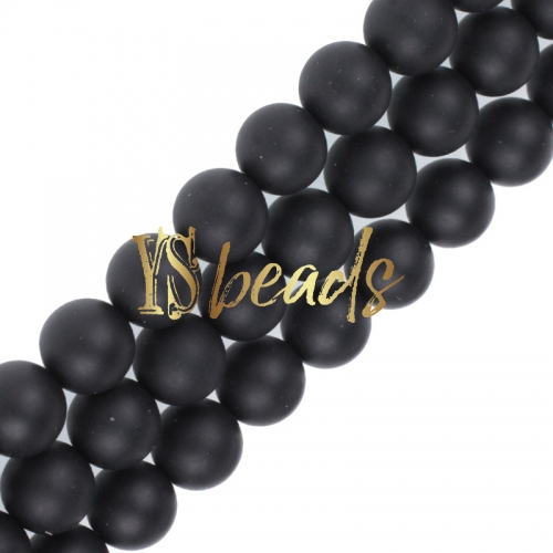 Black Agate Matte Rounds, 2-14mm