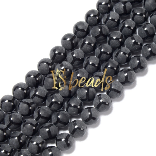 Black Agate Football Matte Rounds, 6-14mm