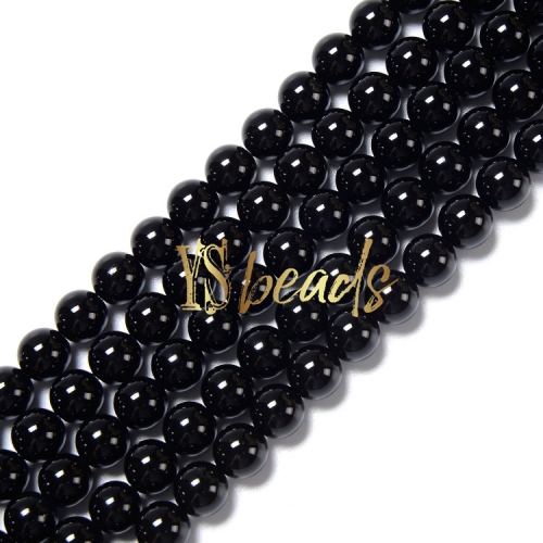 Black Agate Plain Rounds, 2-14mm