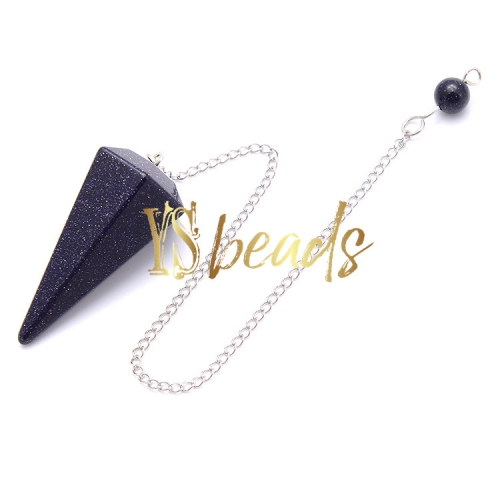 Blue SandStone Hexagonal Point Pendulum, Approx 18x36mm