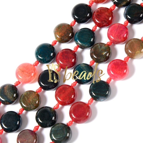 Mixed Colors Agate Puffy Coin, Approx 14mm