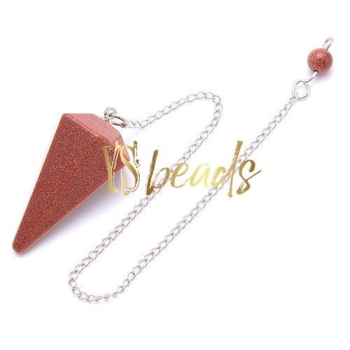 Gold SandStone Hexagonal Point Pendulum, Approx 18x36mm