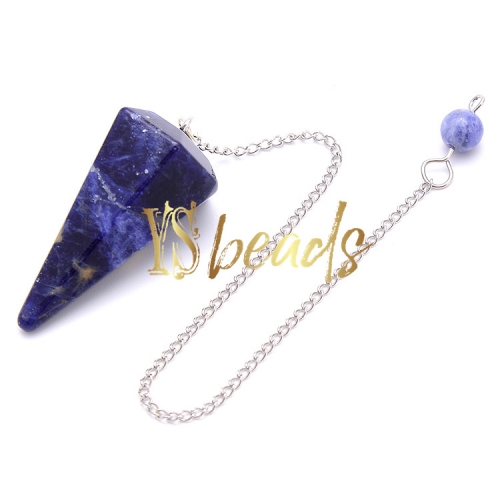 Sodalite Hexagonal Point Pendulum, Approx 18x36mm