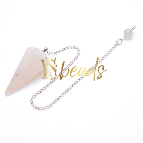 Grey Agate Hexagonal Point Pendulum, Approx 18x36mm
