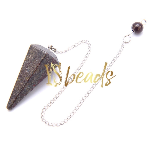 Bronznite Hexagonal Point Pendulum, Approx 18x36mm