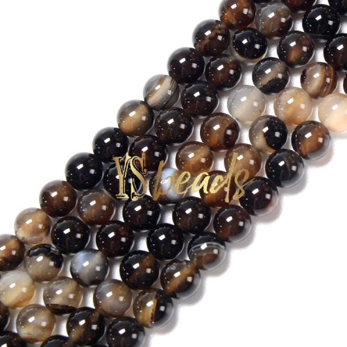 Smoky Black Agate Plain Rounds, 2-14mm